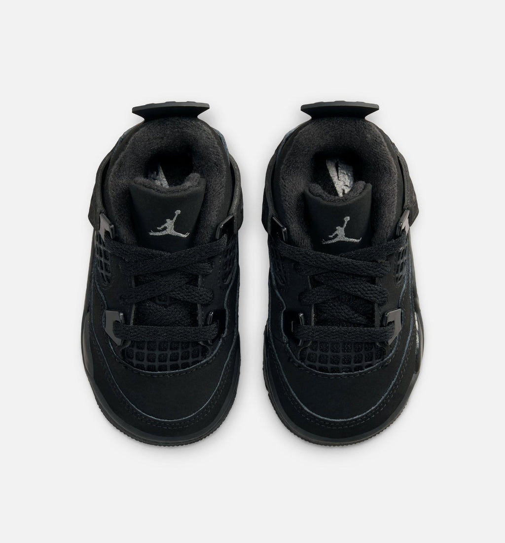 Air Jordan 4 Retro Black Cat – Infant & Toddler Lifestyle Shoe | Black/Light Graphite