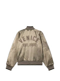 Golden Goose bomber jacket in green satin with ribbed hems and collar