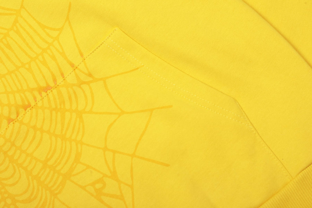 Sp5der Yellow Graphic Hoodie & Sweatpants Matching Set
