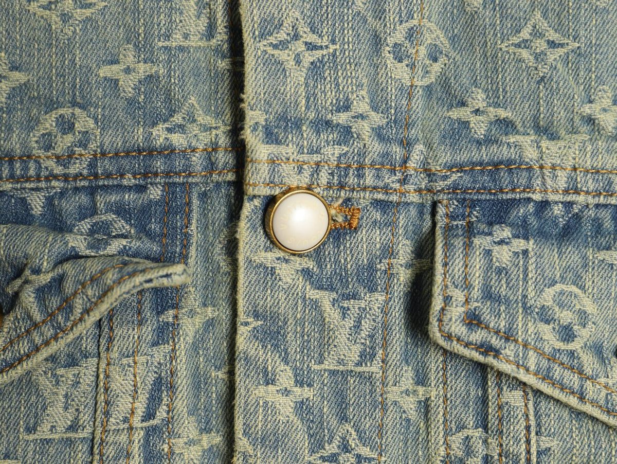 Louis Vuitton Monogram-Style Faded Denim Jacket - Gray